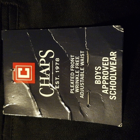 Chaps boys size 10 black slim pants pleated front, adjustablr waist - Picture 5 of 7